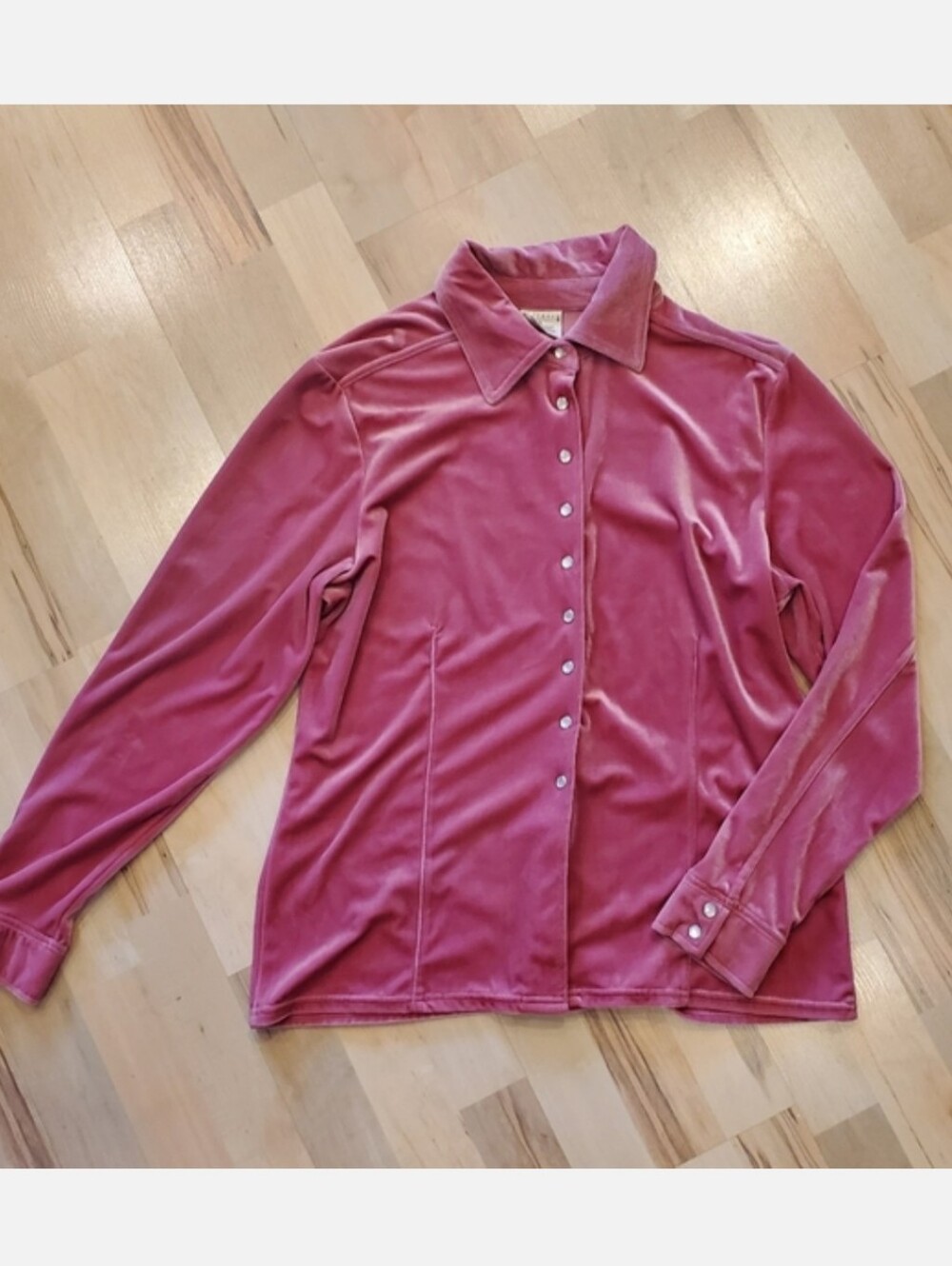 VINTAGE Partners from Mervyns Velvet Button up Shirt Pink Sz XL